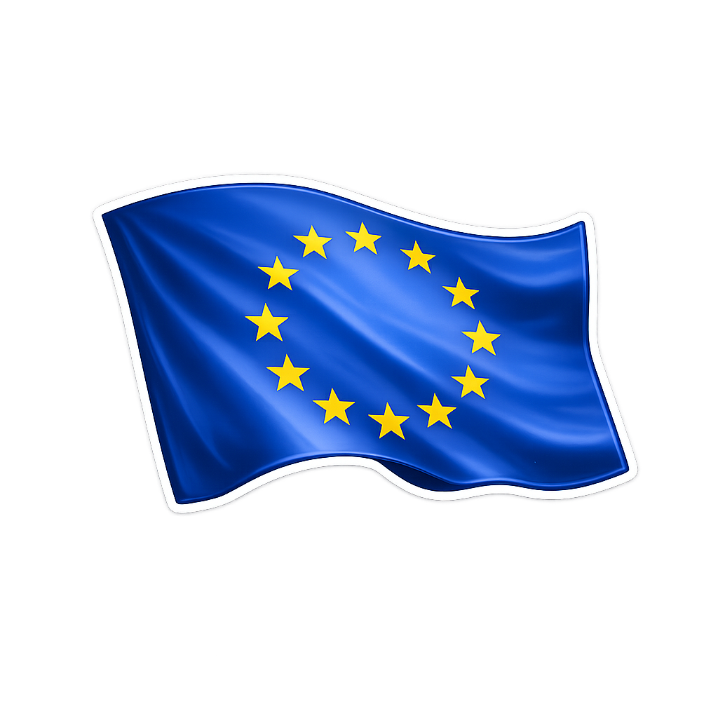 3D illustration of a waving EU flag, symbolizing European crypto accounting regulations like MiCA